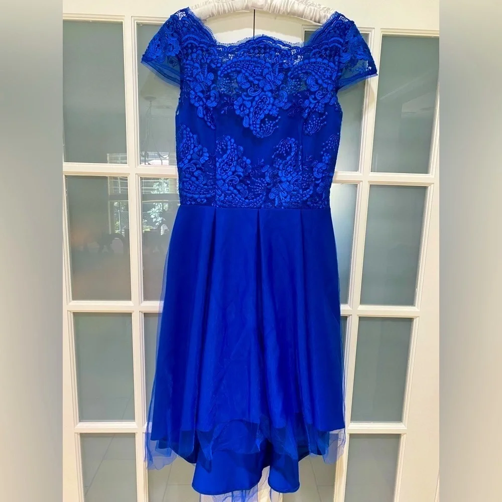 NWOT Royal Blue Girl's Flare Hi-Lo Pageant Dress Size S/M